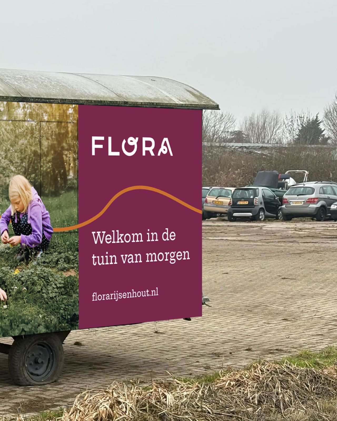 Flora bouwbord welkom
